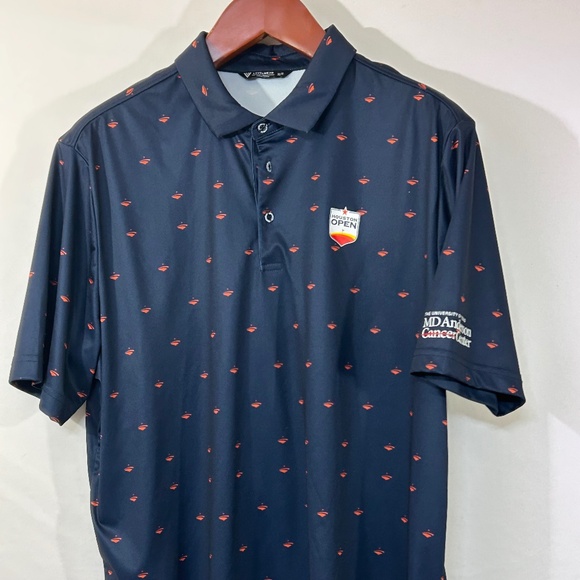 Level Wear Sz XL Poly Performance Blue Golf Houston Open MD Anderson Polo Shirt - Picture 1 of 10